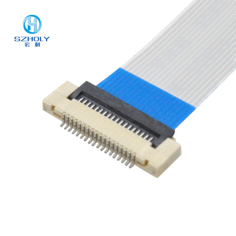 FPC连接器0.5间距翻盖式带卡扣 H1.5厚 FPC连接器0.5间距翻盖式带卡扣 H1.5厚