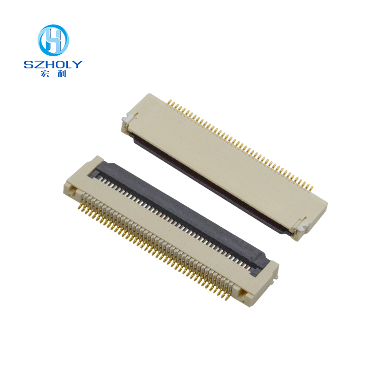 0.5间距翻盖带耳卡扣式fpc连接器 H2.0厚
