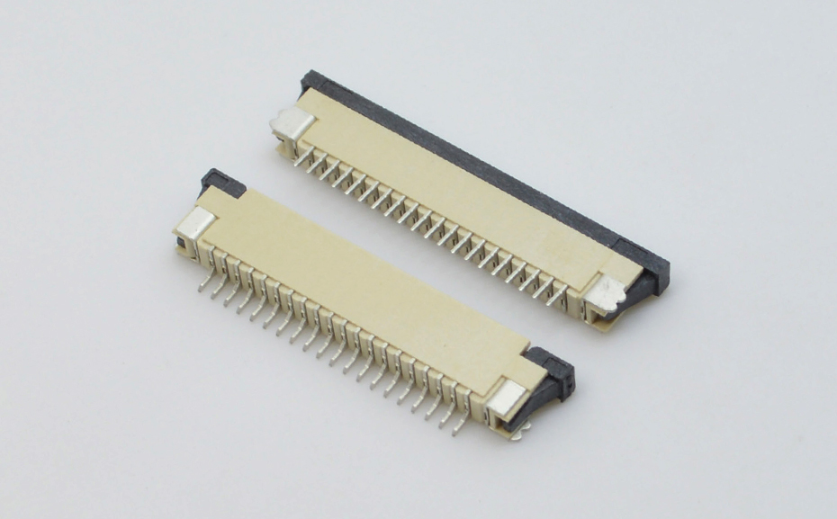 FPC/FFC插座 1.0MM 24P 上接 抽屉式 扁平电缆连接器 抽拉式