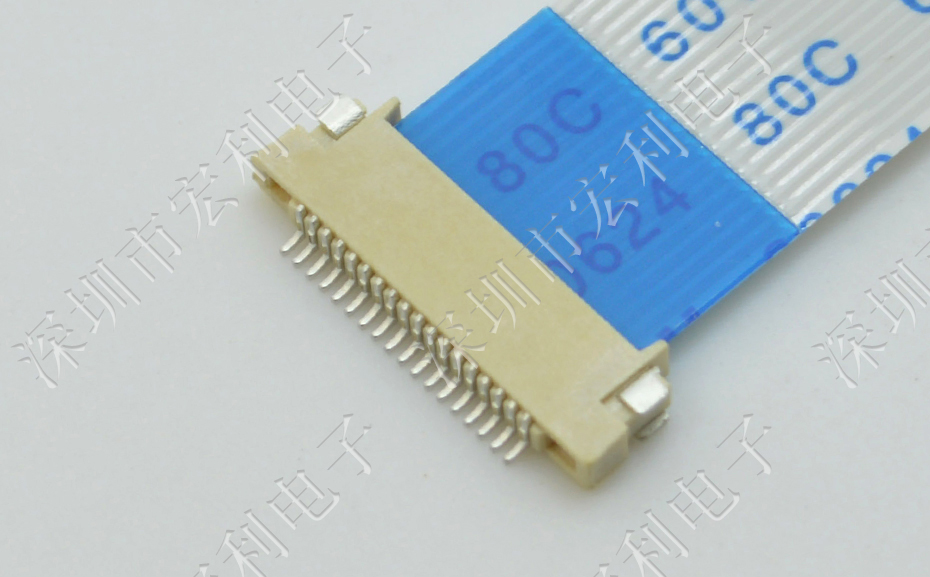 卧贴0.5mm间距 连接器 接插件 焊板式平贴无锁插座26P 塑胶厚H1.5 卧贴0.5mm间距 连接器 接插件 焊板式平贴无锁插座26P 塑胶厚H1.5