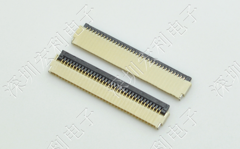 FPC插座 FFC软排线接插件 间距0.5mm-30P H1.0厚后翻盖式连接器