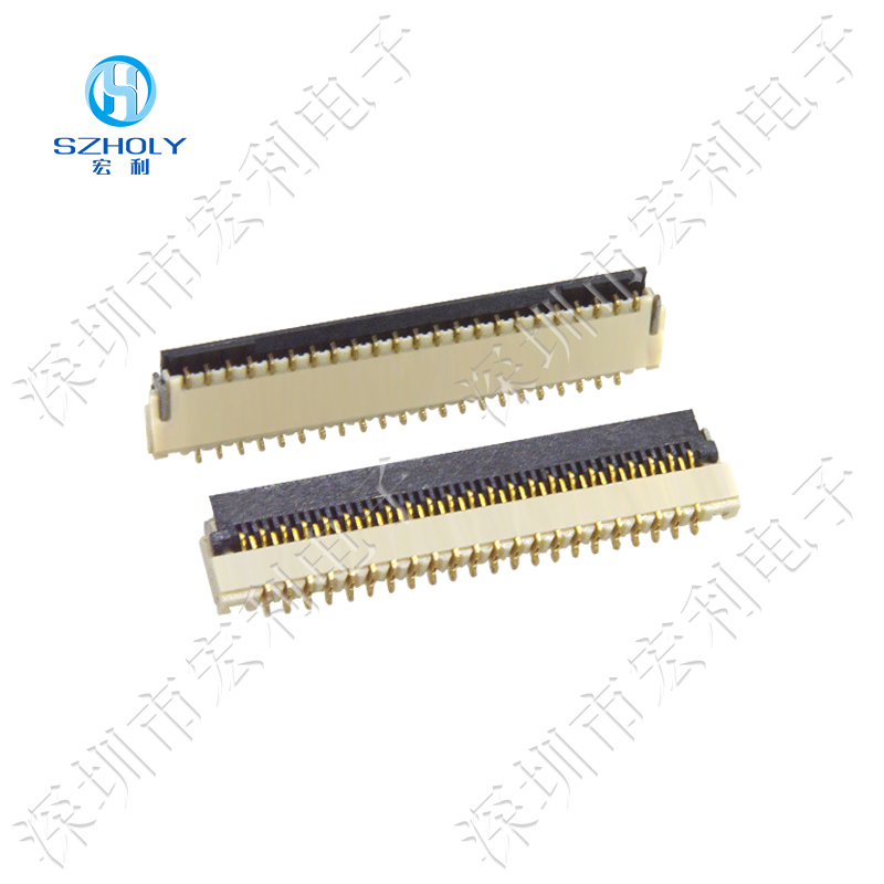 0.3mm间距FPC连接器 超精密高品质扁平FPC连接器H1.0mm镀金插座翻盖式下接