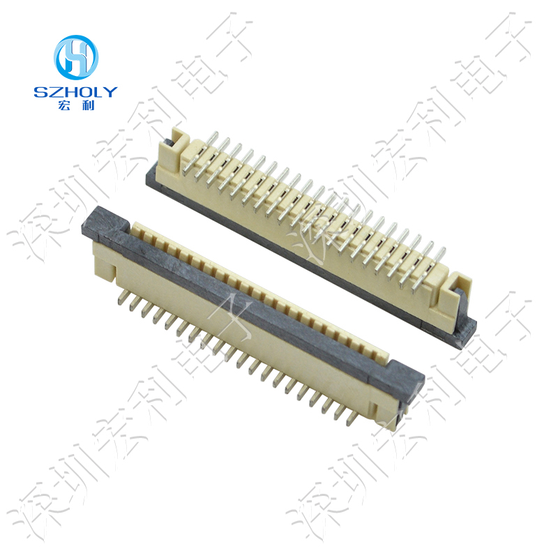1.0 间距 fpc连接器 H2.5 20pin 立贴带锁