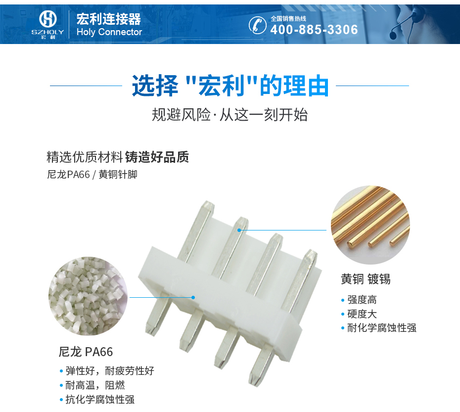 VH3.96间距接插件直针,宏利连接器,保障