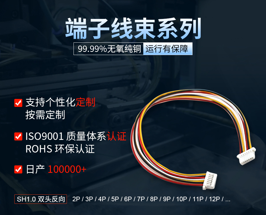 SH1.0间距双头端子线反向,宏利,ISO9001认证