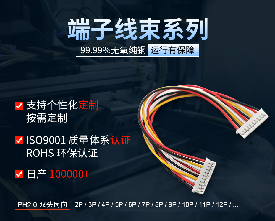 PH2.0间距双头端子线同向,宏利,