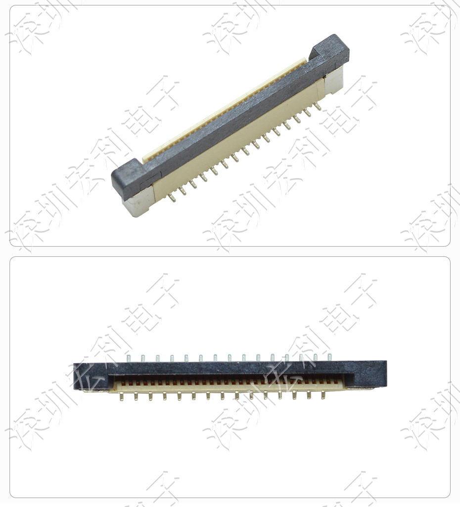FFC/FPC软排线0.5mm间距-26P立贴正错位带锁 软排线插座FPC连接器